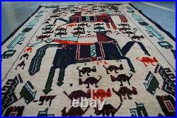 Afghan Hand Made War Rug Showing Old And New Style Of Wars Rear Rug