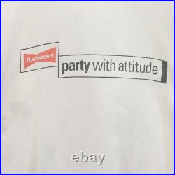 Airak 90S Print Short Sleeve Budweiser Single Stitch T-Shirt Xl White Old Vintag