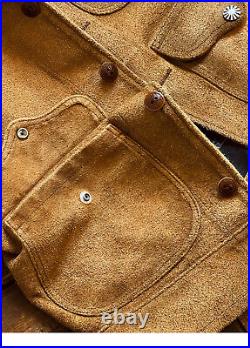 American Vintage Suede Cowhide Washed Old Western Style Men's Leather Jacket