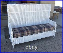 AntQ C. 1900s-1920s TALL OLD WICKER SETTLE BENCH HALLSEAT/PORCH-BAR HARBOR STYLE