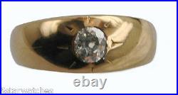 Antique 1800s Victorian Rose Gold Old Mine Cut Diamond Gypsy Style Unisex Ring