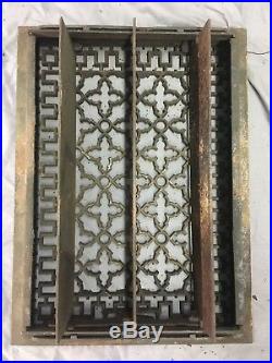 Antique Cast Iron Gothic Style Heat Grate Floor Register 12x17 Vtg Old 14-18C