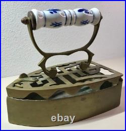 Antique Charcoal Iron Brass Retro Dutch Style Vintage Old Tool Rare Collectible