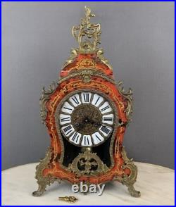 Antique Mantel Clock Mechanical Wood Bronze Key Style Boulle France Rare Old 20c