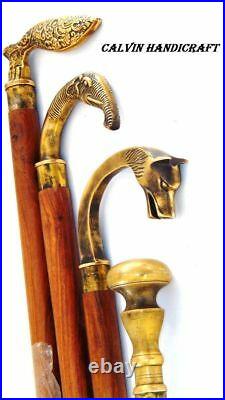 Antique OLD Brass Head Handle Derby Design Handle Cane Walking Stick Style Gift