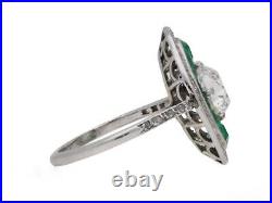 Antique Old Mine Cut Emerald & Cubic Zirconia 4.66TCW Stones Vintage Style Ring