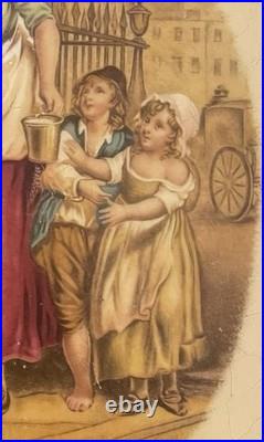 Antique Old Vintage 1900's Single Tile Neo Classical Lady 2 Kids