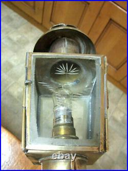 Antique Pair Brass Victorian Style Compact Size Electric Old Coach Porch Lamps