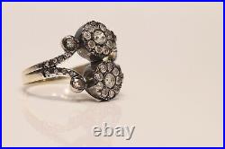 Antique Style Russian Amazing 14k Gold Old Cut Diamond Decorated Ring