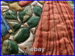 Antique Tapestry Medieval Style Germany Nobleman Lady Hinges Decor Rare Old 20th