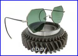 Antique Teal Octagon Sunglasses and Case Vtg Old Steampunk Glasses Spectacles W