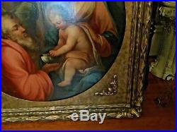 Antique Victorian Old Masters Style Oil Painting Adoration Of Magi Christ