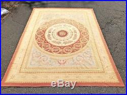 Antique Vintage Old Hand Woven French Style Wool AUBUSSON Rug 9' x 12
