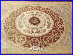 Antique Vintage Old Hand Woven French Style Wool AUBUSSON Rug 9' x 12