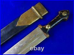 Antique Vintage Old Russian Style Large Engraved Kindjal Short Sword with Scabbard