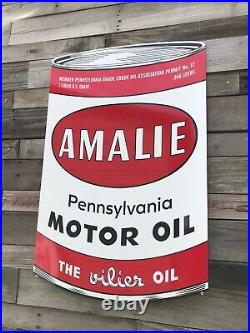 Antique Vintage Old Style Amalie Gas Oil Can Sign