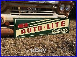 Antique Vintage Old Style Auto Lite Batteries Service Station Gas Oil Sign