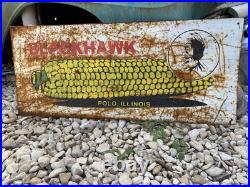 Antique Vintage Old Style Blackhawk Corn Farm Sign