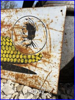 Antique Vintage Old Style Blackhawk Corn Farm Sign