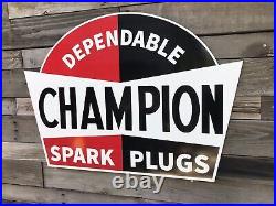 Antique Vintage Old Style Champion Spark Plugs Sign