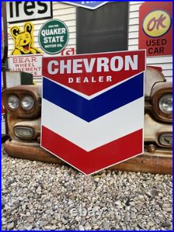 Antique Vintage Old Style Cheveron Gas Service Station Sign 40