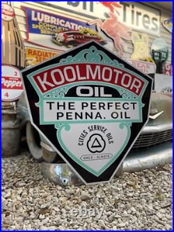 Antique Vintage Old Style Cities Service KOOLMOTOR sign! 40 Antique Vintage Old Style Cities Service KOOLMOTOR sign! 40