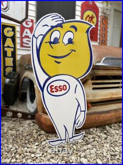 Antique Vintage Old Style Esso Service Station Oil Drop Man Sign
