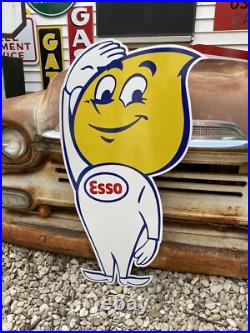 Antique Vintage Old Style Esso Service Station Oil Drop Man Sign
