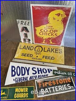 Antique Vintage Old Style Farm Signs Blemish Bundle #5 7 Sign Lot