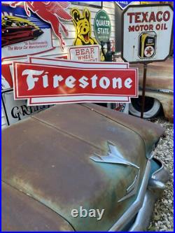 Antique Vintage Old Style Firestone Tires Service Station Sign