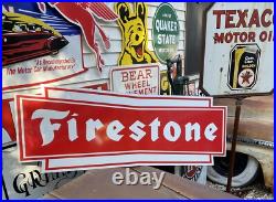 Antique Vintage Old Style Firestone Tires Service Station Sign