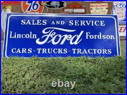 Antique Vintage Old Style Ford Fordson Tractor Lincoln Sign
