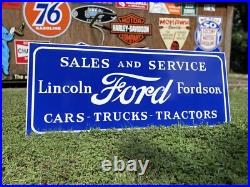 Antique Vintage Old Style Ford Fordson Tractor Lincoln Sign