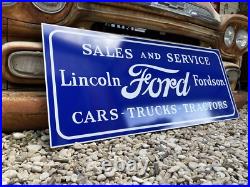Antique Vintage Old Style Ford Fordson Tractor Lincoln Sign