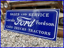 Antique Vintage Old Style Ford Fordson Tractor Lincoln Sign