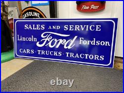 Antique Vintage Old Style Ford Fordson Tractor Lincoln Sign