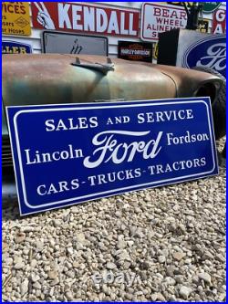 Antique Vintage Old Style Ford Fordson Tractor Lincoln Sign