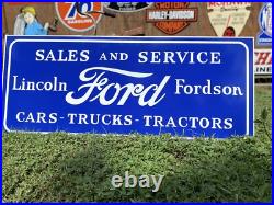 Antique Vintage Old Style Ford Fordson Tractor Lincoln Sign