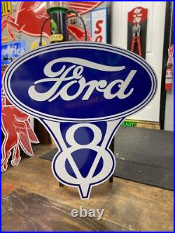 Antique Vintage Old Style Ford V8 Sign Antique Vintage Old Style Ford V8 Sign