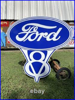 Antique Vintage Old Style Ford V8 Sign Antique Vintage Old Style Ford V8 Sign
