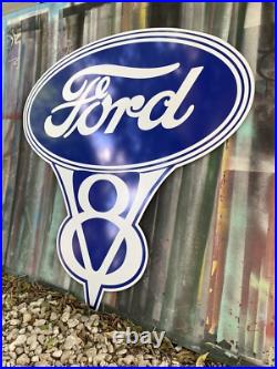 Antique Vintage Old Style Ford V8 Sign Antique Vintage Old Style Ford V8 Sign