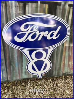 Antique Vintage Old Style Ford V8 Sign Antique Vintage Old Style Ford V8 Sign
