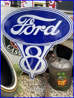 Antique Vintage Old Style Ford V8 Sign Antique Vintage Old Style Ford V8 Sign