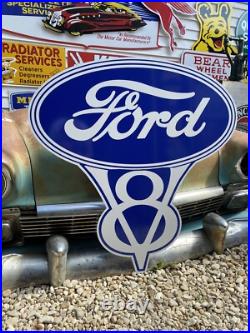 Antique Vintage Old Style Ford V8 Sign Antique Vintage Old Style Ford V8 Sign