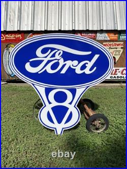 Antique Vintage Old Style Ford V8 Sign Antique Vintage Old Style Ford V8 Sign