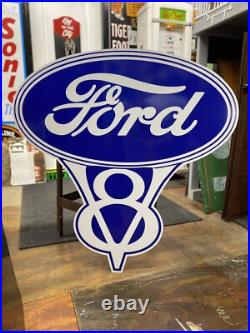 Antique Vintage Old Style Ford V8 Sign Antique Vintage Old Style Ford V8 Sign
