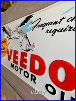 Antique Vintage Old Style Gas Oil Veedol Sign BOTH SIGNS