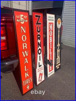 Antique Vintage Old Style Gas Oil Vertical Sign 5ft Tall CHOOSE 1