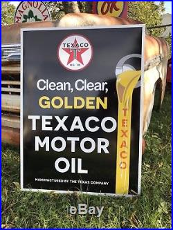 Antique Vintage Old Style Golden Texaco Gas Station Sign