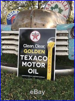 Antique Vintage Old Style Golden Texaco Gas Station Sign